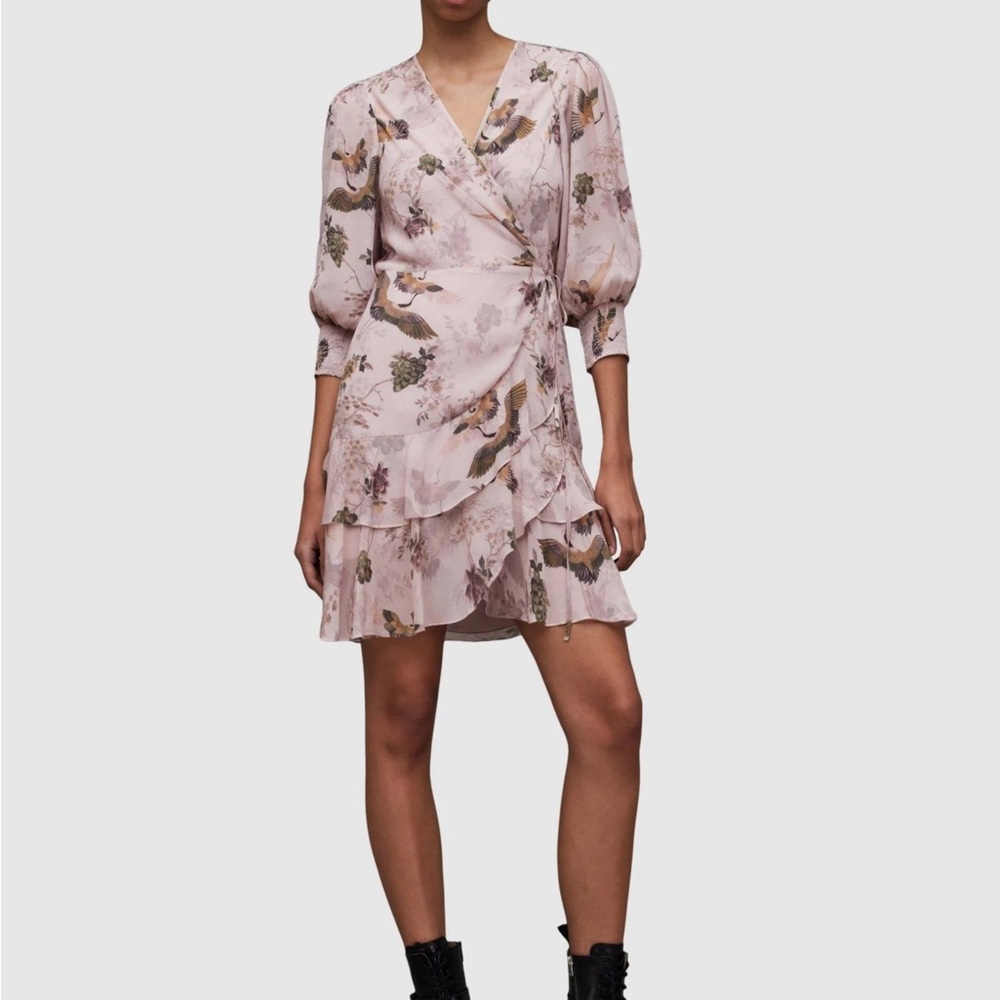All Saints Ari Peggy Floral Print Wrap Dress, NWOT
